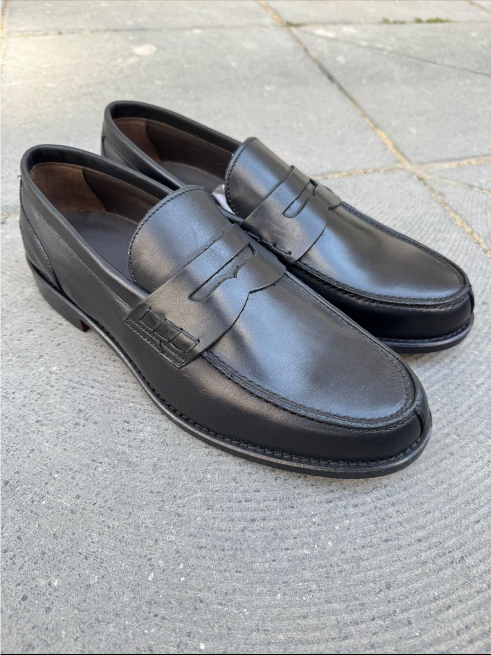 Black Leather Penny Loafers - Classic Dress Slip-Ons